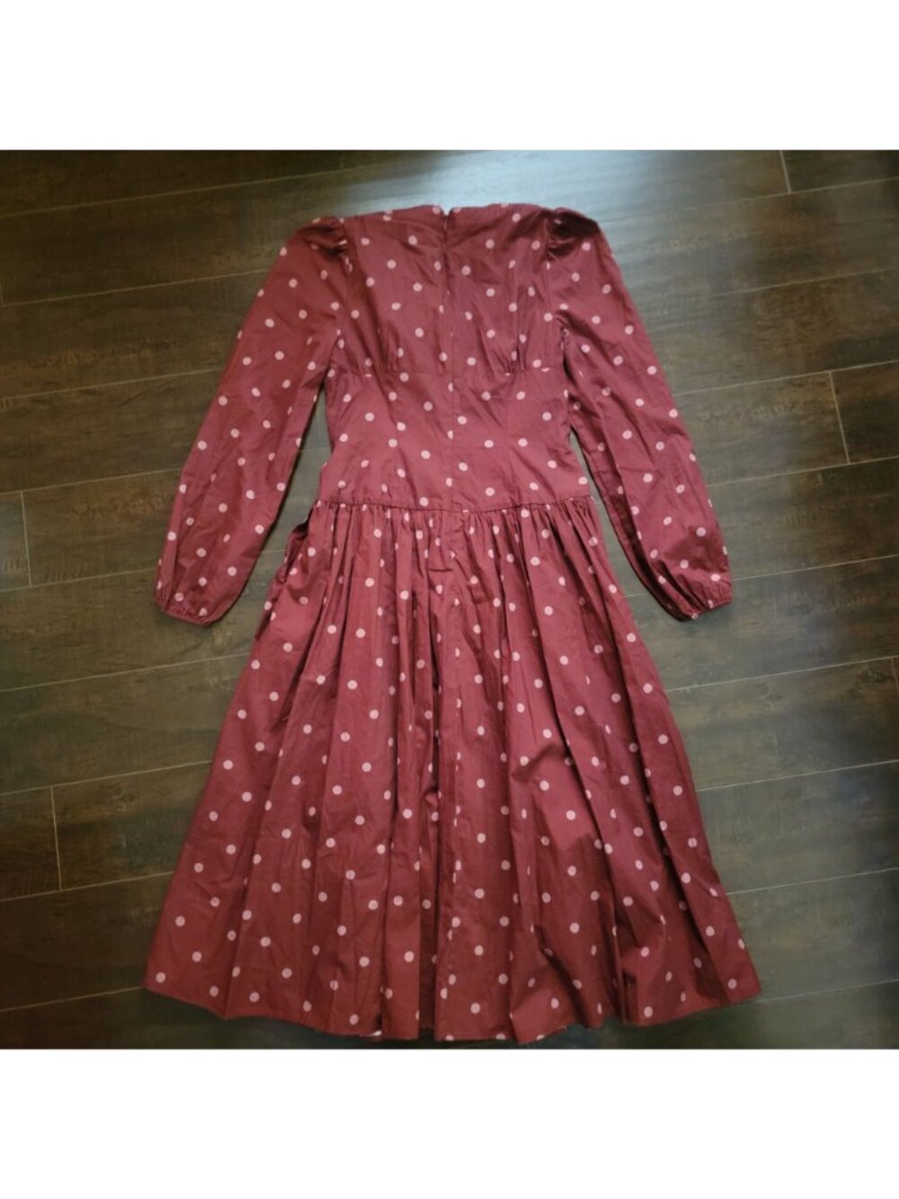 Hutch Drop Waist Long Sleeve Midi Dress Polka Dot Prairie Cottage Womens 4 - Picture 3 of 9